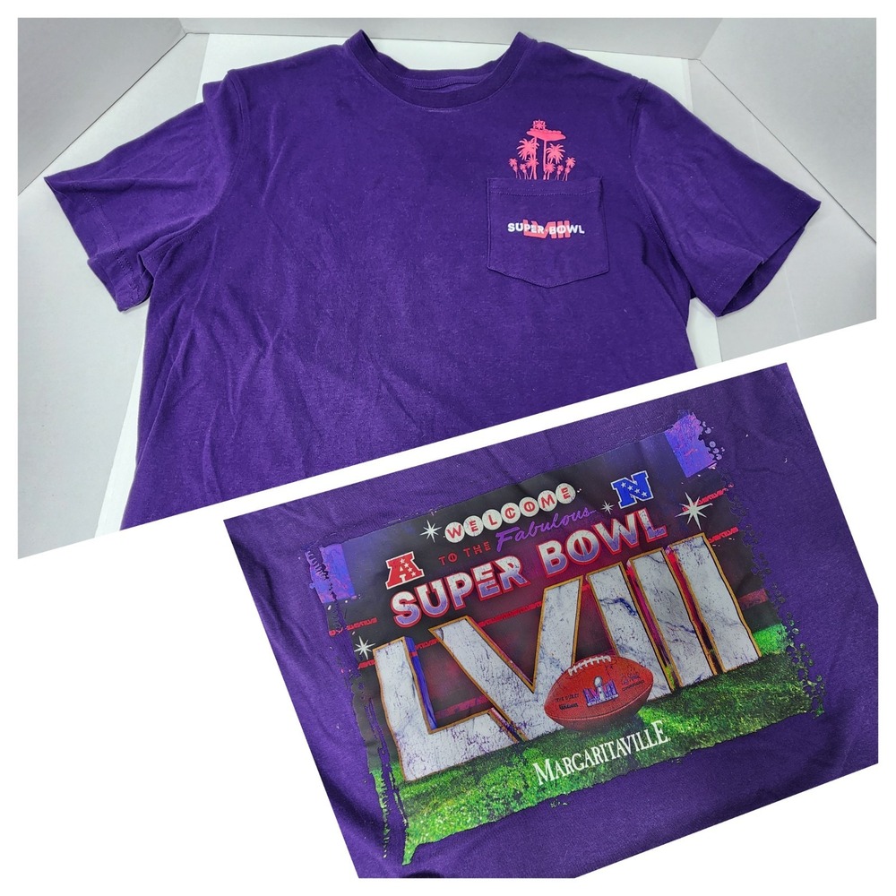 Margaritaville Purple Super Bowl 58 LVIII Sz XL Fabulous Las Vegas T-shirt Purpl